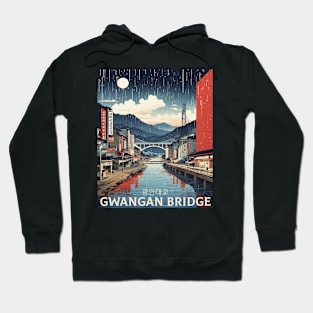 Gwangan Bridge South Korea Rainy Night Travel Tourism Retro Vintage Hoodie